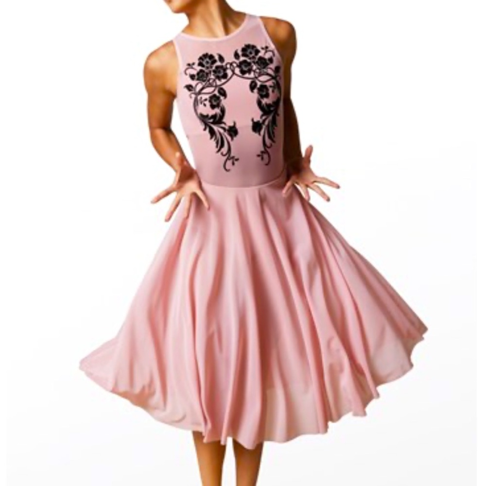 Weissman Floral Flocked Mesh Dress